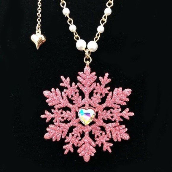 NWT Betsey Johnson SNOWFLAKE NECKLACE - Picture 1 of 7